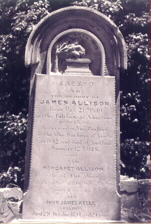 Allison grave in Symonds St Cemetery, Auckland