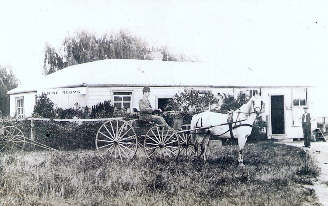 R G Hosking at Gisborne with hose and cart