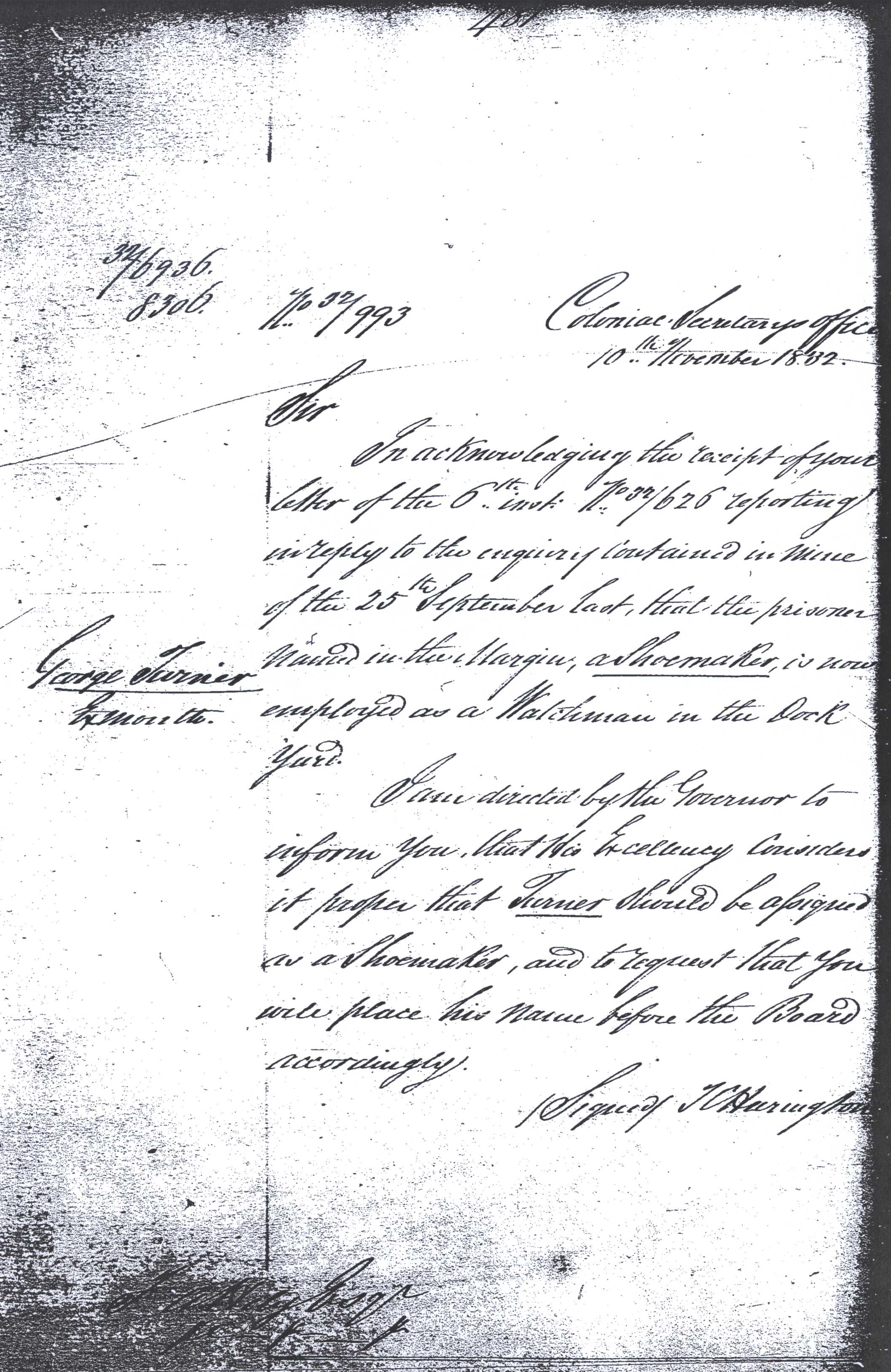 Letter about the watchman at the dockyard